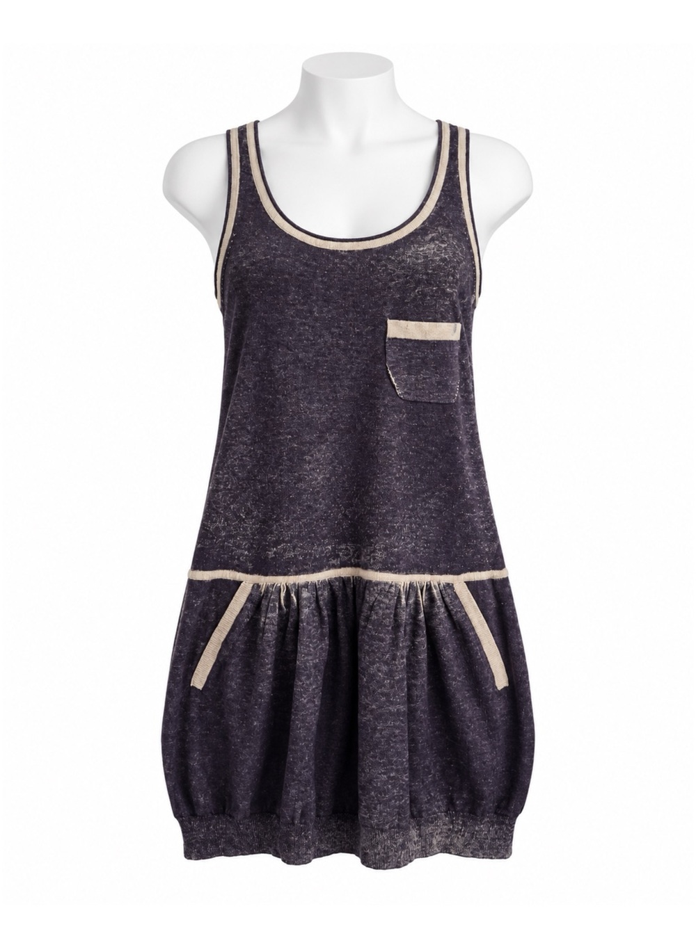 Size XS BCBGMAXAZRIA Women’s Purple Racerback Drop Waist Knit Pocket Mini Dress